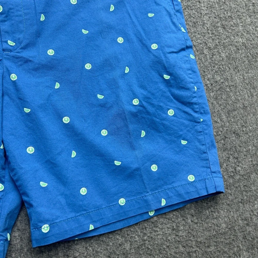 Izod Mens Shorts Harborside Limes Blue Cotton Classic Fit 42x9.5 Resort‎ Cruise